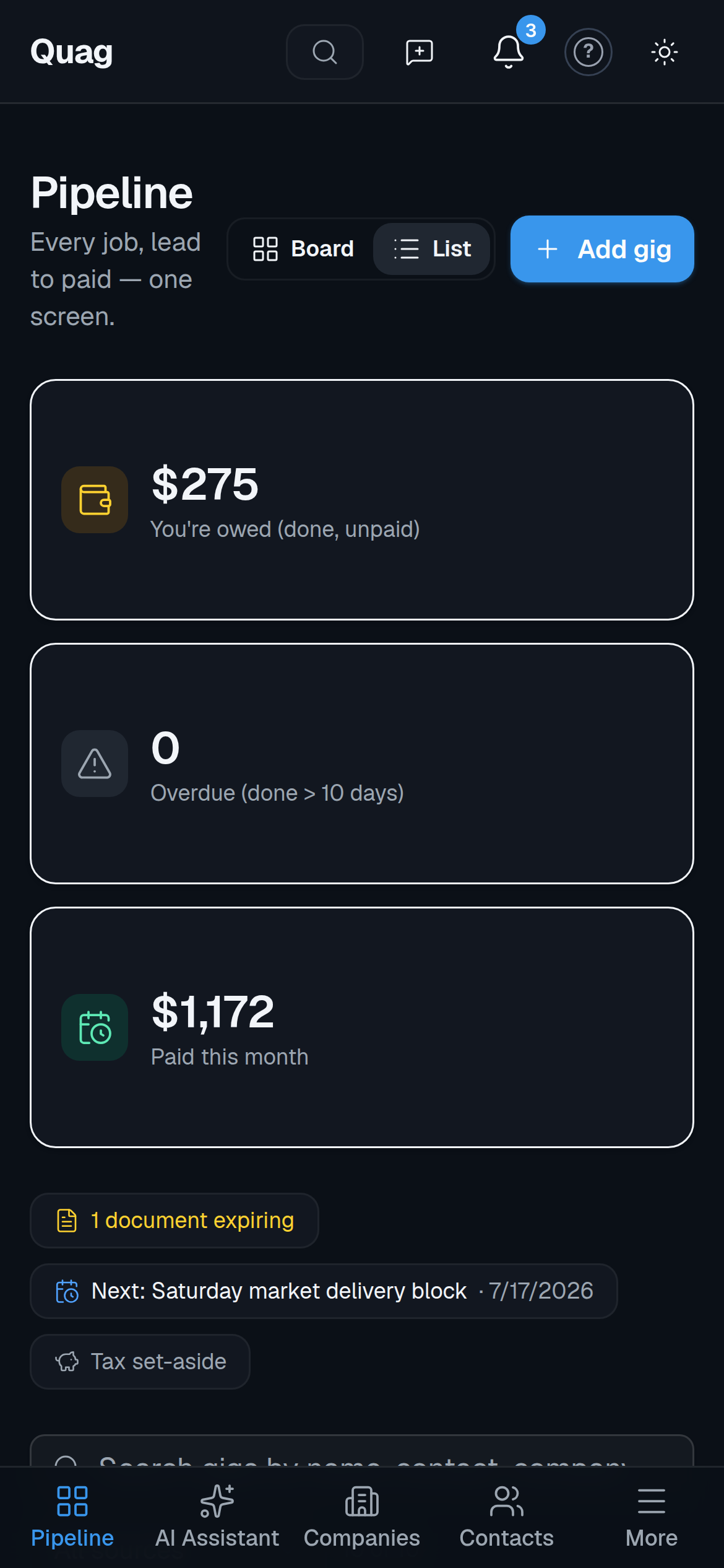 Quag on a phone — the pipeline as a home-screen app