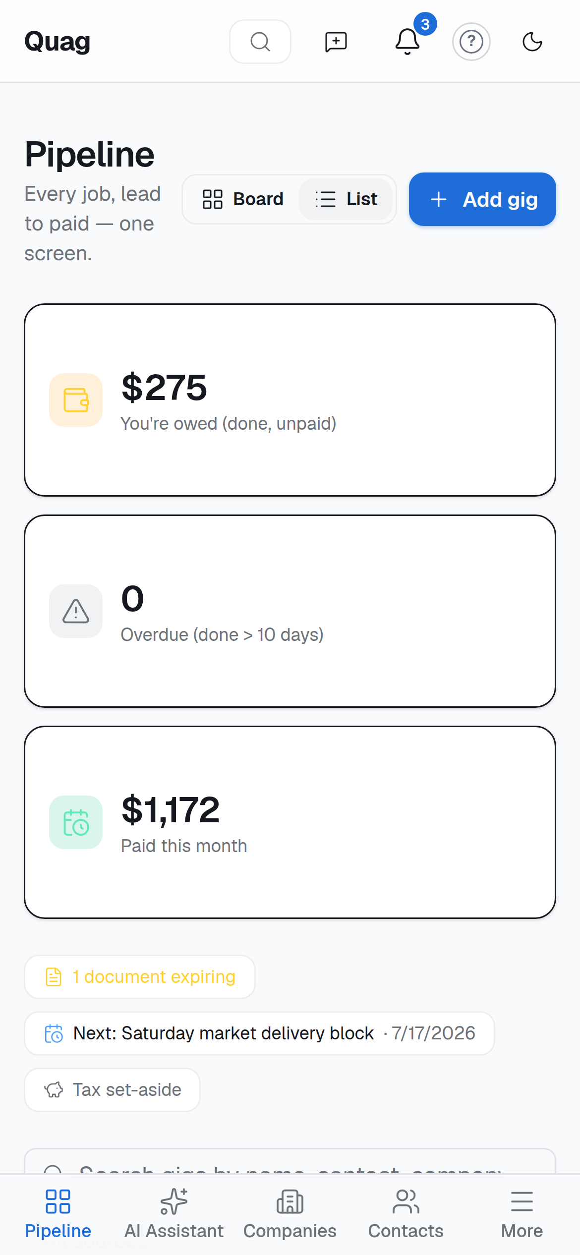 Quag on a phone — the pipeline as a home-screen app
